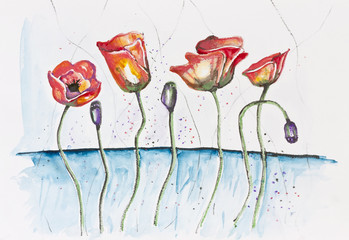 Happy  red poppies