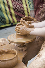 Craftsman with clay and ceramic