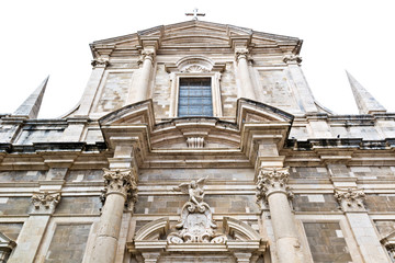 Front view of Saint Ignatius Church in Dubrovnik old town.