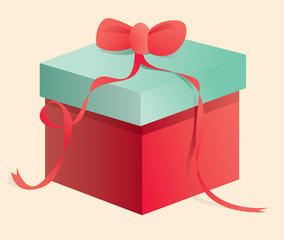 Red and green box with a tie