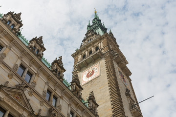 Frontview historic town hall in Hamburg, Germany