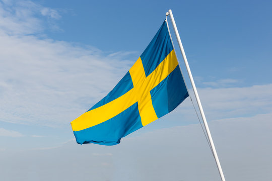 Flag of Sweden blowing in the wind