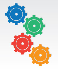 Colored gears interlocking one another