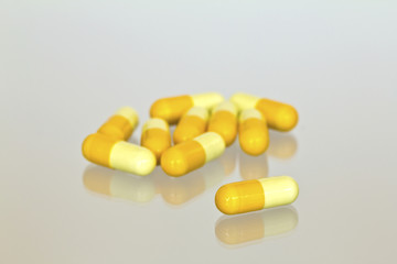 Capsule pills on white background