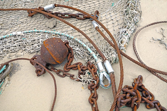 rusty chain and fishing net