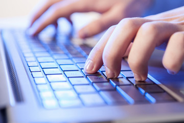 Click! Hands of a man on keyboard