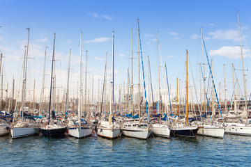 Fototapeta na wymiar yachts in harbor of Barcelona