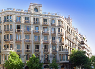 Fototapeta na wymiar Beautiful facade of the old house. Spain. Barcelona.