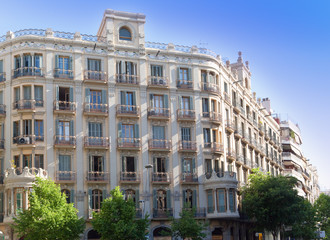 Fototapeta premium Beautiful facade of the old house. Spain. Barcelona.