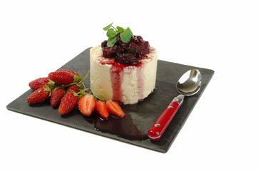 Homemade quark and berries isolated