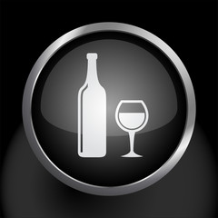 Wine Bottle and Glass Icon Symbol Vector