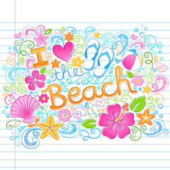 I Love the Beach Summer Vacation Sketchy Doodles