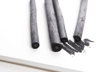 Artist's black charcoal with smudge