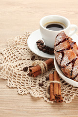 Light tasty breakfast, on wooden table