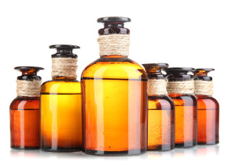 Medicine bottles isolated on white
