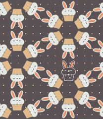 Easter cake. Rabbit vector seamless pattern