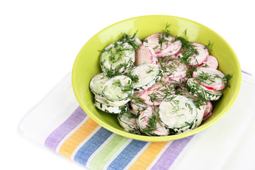 Vitamin vegetable salad in plate isolated on white