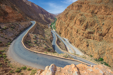 Winding road in Dades gorge, Morocco