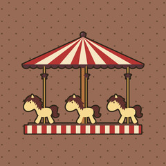 Carousel with ponies on dotted background,
