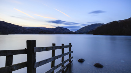 Grasmere Dusk.  The view across Grasmere at dusk in the English Lake District National Park.