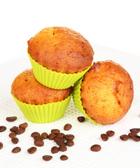 Sweet cupcakes isolated on white