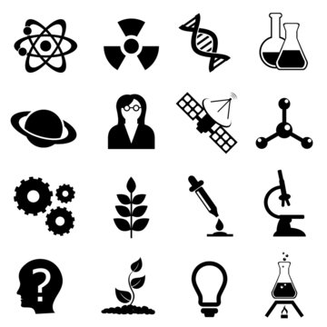 Science, biology, physics and chemistry icon set