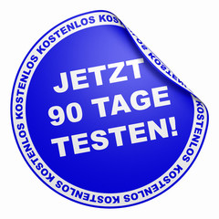 3D Aufkleber - Jetzt 90 Tage testen blau
