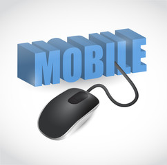 mobile sign connected to mouse illustration