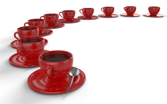 Rote Kaffeetassen im Kreis 2