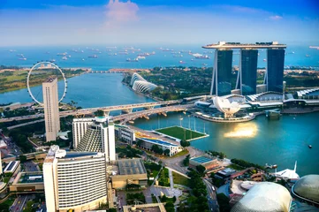 Acrylic prints Singapore Singapore city skyline at sunset.