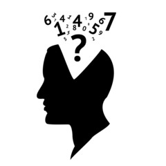 vector illustration of head with numbers outline
