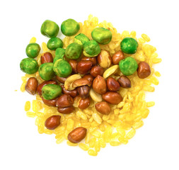 mix fried beans on a white background