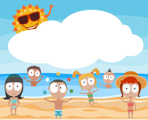 happy summer kids with sun