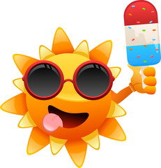 Happy sun character with ice cream. To see the other vector sun illustrations , please check Sun collection.