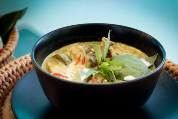 Thailand food Green curry Chicken Intense soup