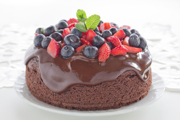 Chocolate cake with summer berries.