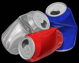 Three dimensional image of crumpled aluminum cans.