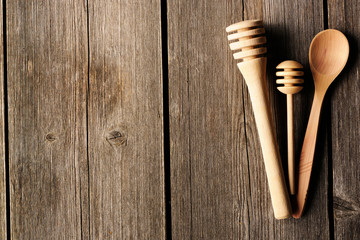 Fototapeta na wymiar Wooden spoon and dippers