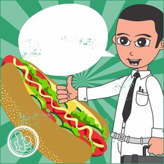 fast food art cartoon hot dog