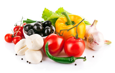 fresh vegetables with italian cheese mozzarella