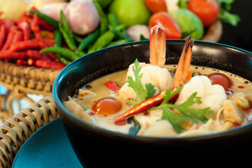 Tom Yum Goong - Thai hot and spicy soup with shrimp - Thai Cuisi