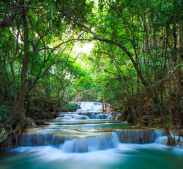 Deep forest Waterfall in Kanchanaburi, Thailand