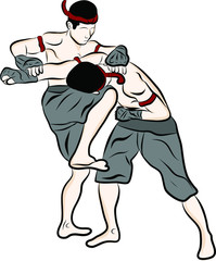 hand drawn Thai martial arts and muay thai boran 