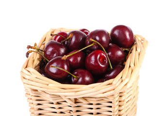 Sweet cherries  in a basket