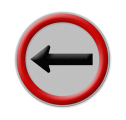 Arrow traffic sign isolated on white background , Part of a seri