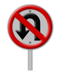 No U-turn road sign, Part of a series.