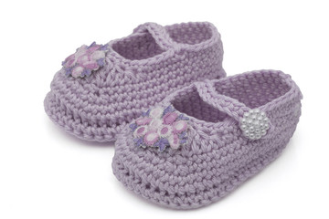 Lavender Hand-made baby booties