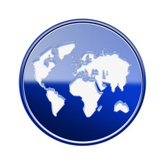 Fototapeta na wymiar World icon glossy blue, isolated on white background