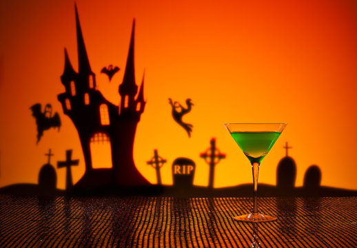 Green Martini in Halloween setting