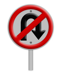 No U-turn road sign, Part of a series. - 53258839
